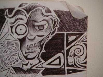 Self-portrait on a bad day Trippy drawing of myself that I did on the margin of my class notes in high school.