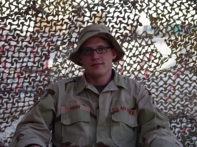 I have what we in the business call a "Comm tan." That's short for, "Communication Squadron." Photo of me in my Air Force uniform taken at Ali Al Salem Air Base in 2004. I'm pale as a ghost.