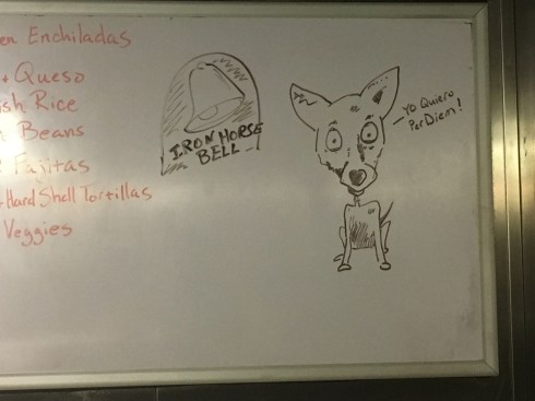 Picture of the chihuaha mascot of the Taco Bell restaurant chain. He is saying, "Yo quiero per diem." 